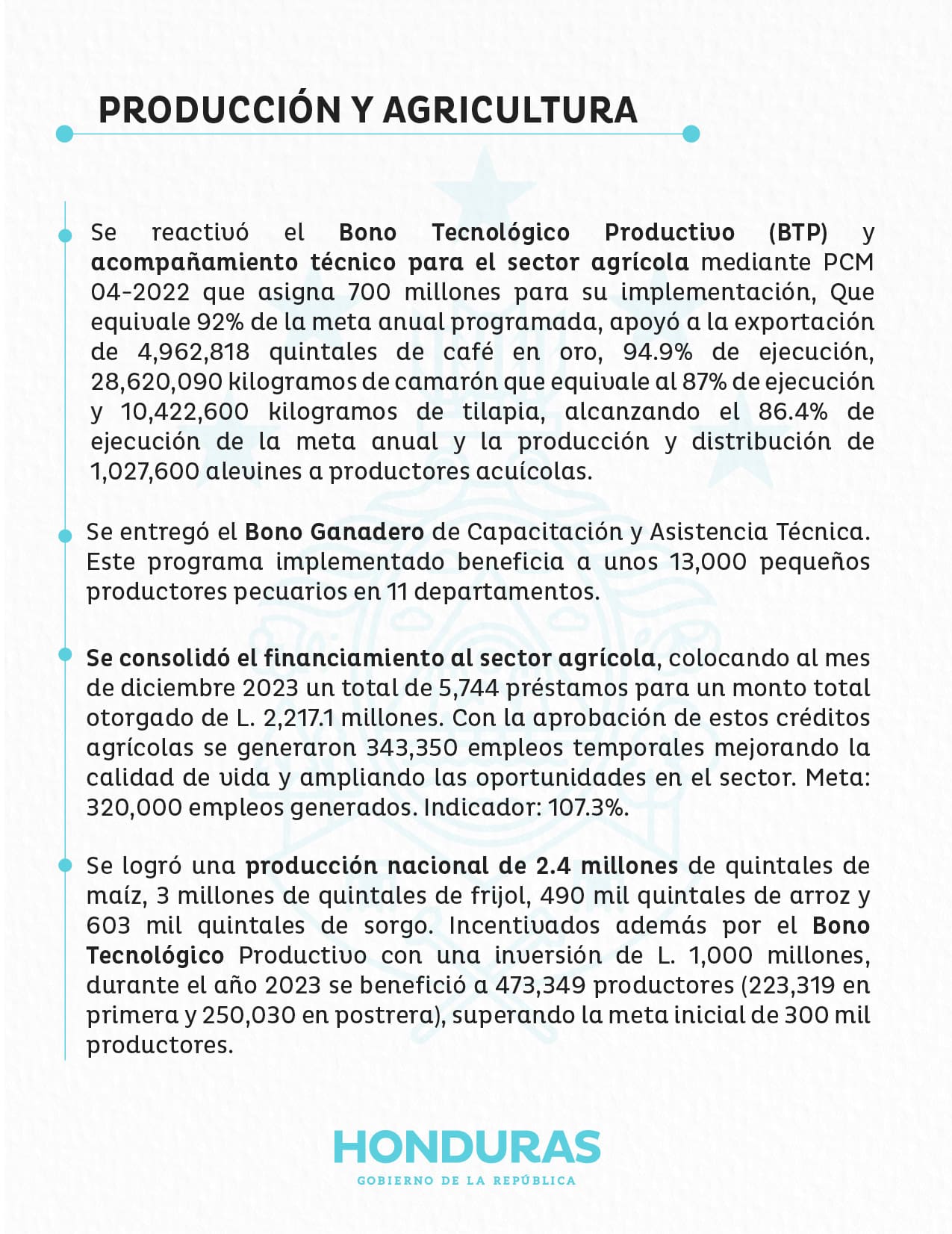 Logros 2022-2024 del Gobierno del Socialismo Democrático en Producción y Agricultura