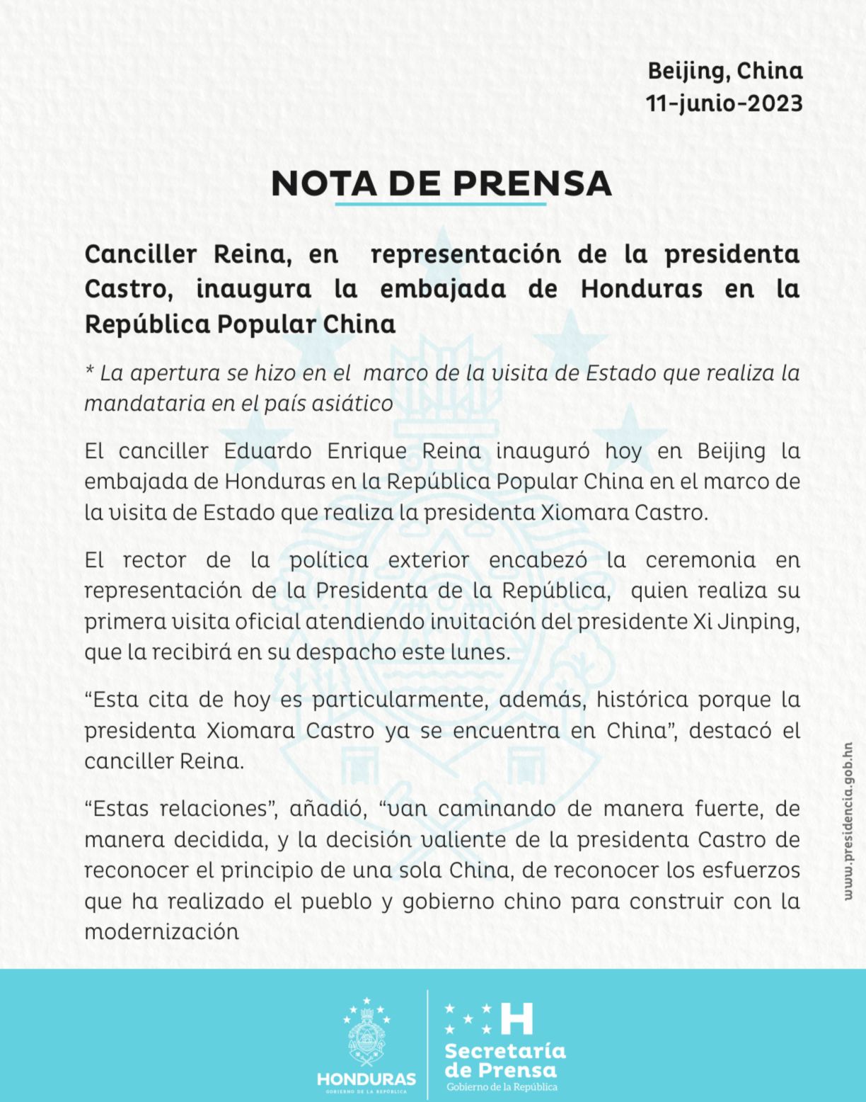 En el marco de la visita de Estado de la presidenta Castro se desarrolla el Primer Encuentro Empresarial de Alto Nivel entre China y Honduras 
